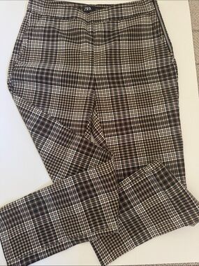 Zara Brown and Black Windowpane Plaid Women’s Chinos size M EUC